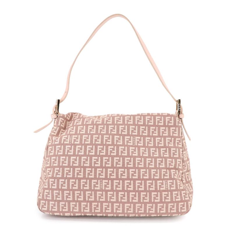 Fendi Zucchino Mamma Bucket Shoulder Bag Canvas Pink Gold