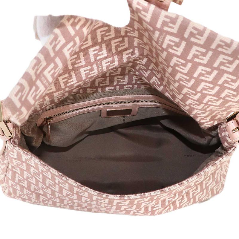 Fendi Zucchino Mamma Bucket Shoulder Bag Canvas Pink Gold