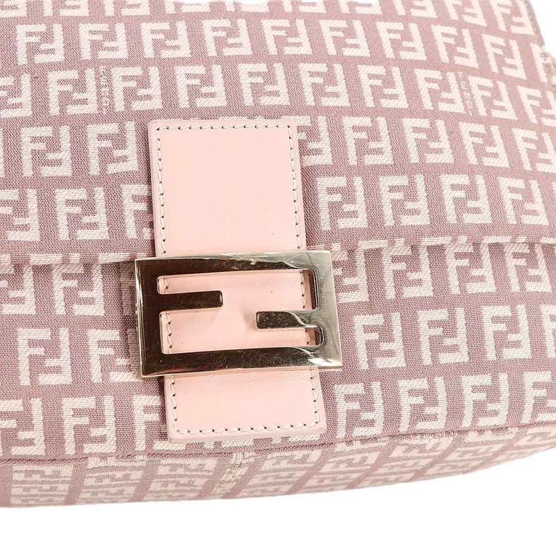 Fendi Zucchino Mamma Bucket Shoulder Bag Canvas Pink Gold