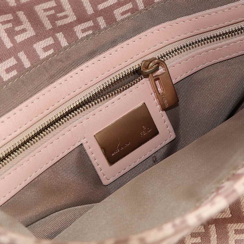 Fendi Zucchino Mamma Bucket Shoulder Bag Canvas Pink Gold