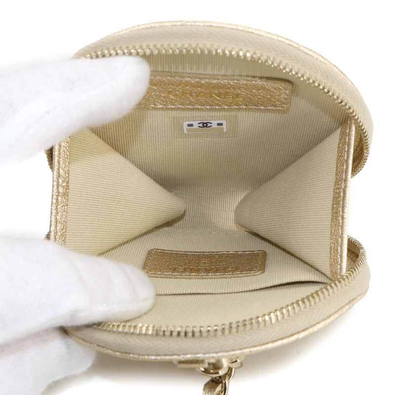 Chanel Quilted Coin Case Airpods Pro Leather Metallic