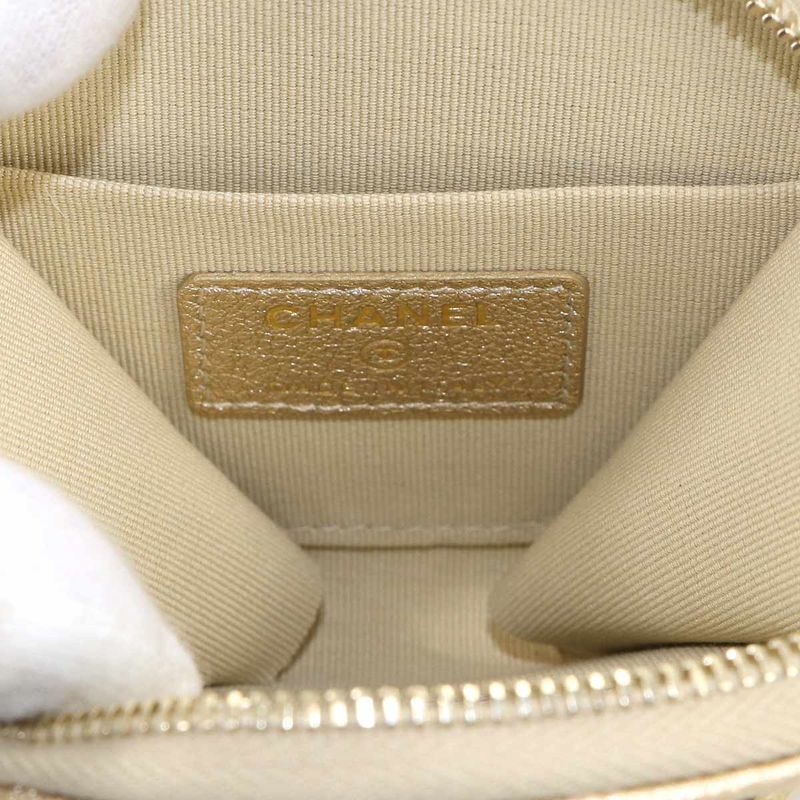 Chanel Quilted Coin Case Airpods Pro Leather Metallic