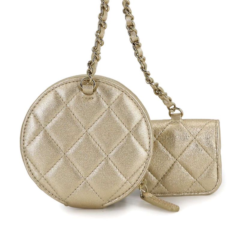 Chanel Quilted Coin Case Airpods Pro Leather Metallic