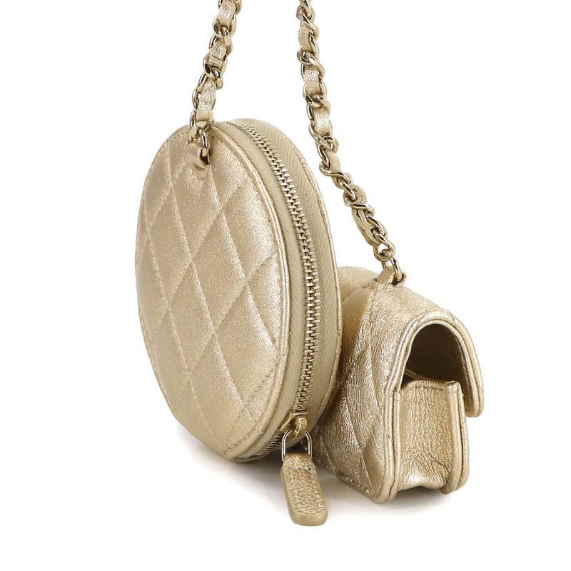 Chanel Quilted Coin Case Airpods Pro Leather Metallic