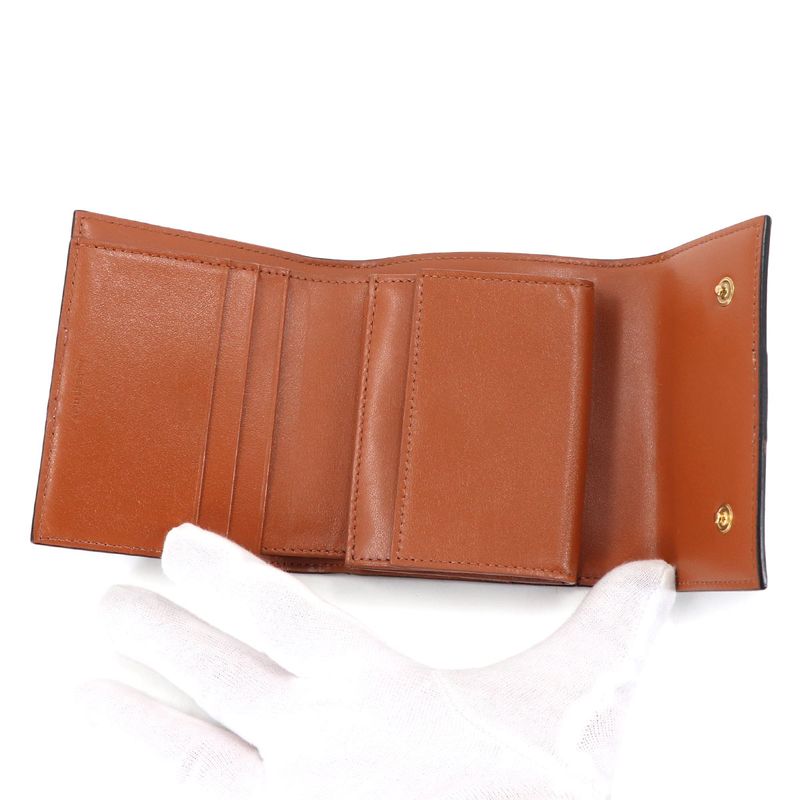 Celine Triomphe Small Trifold Wallet Tan Black