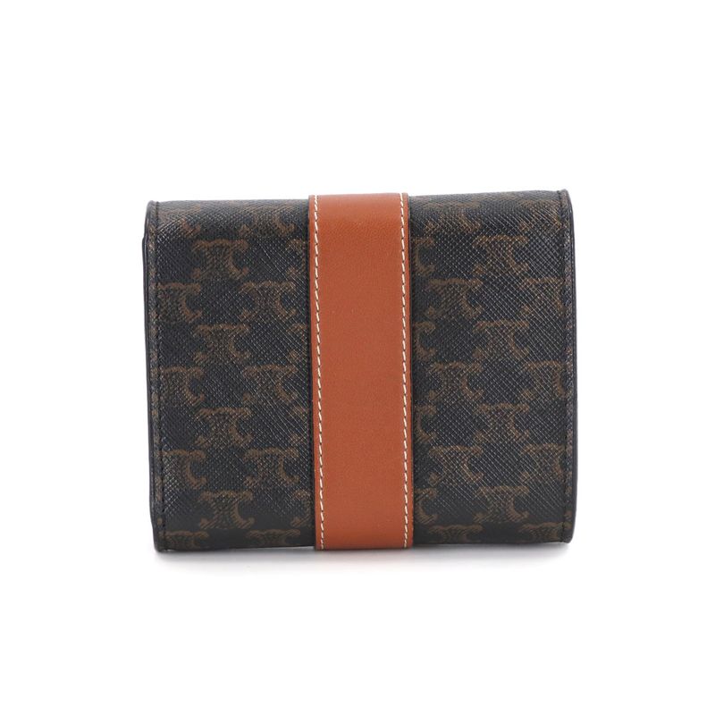 Celine Triomphe Small Trifold Wallet Tan Black