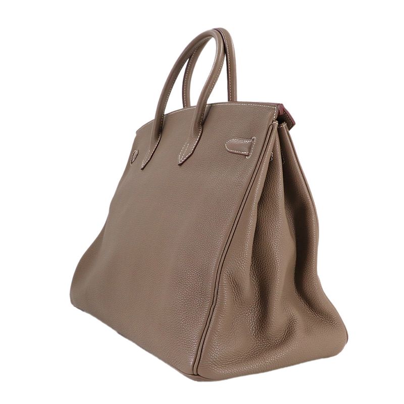 Hermes Birkin 40 Togo Etoupe Hand Bag Silver