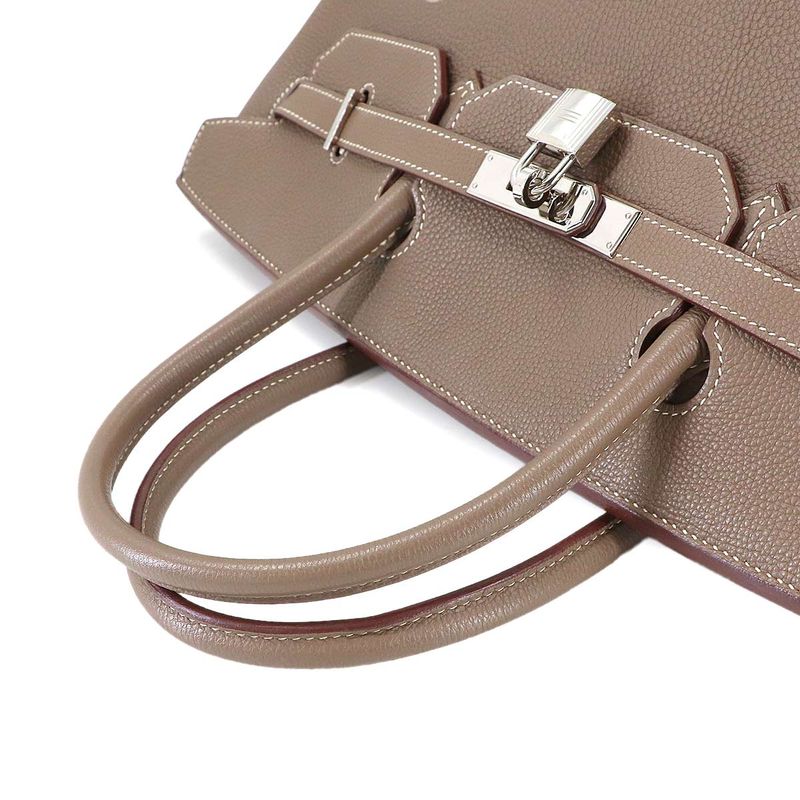 Hermes Birkin 40 Togo Etoupe Hand Bag Silver