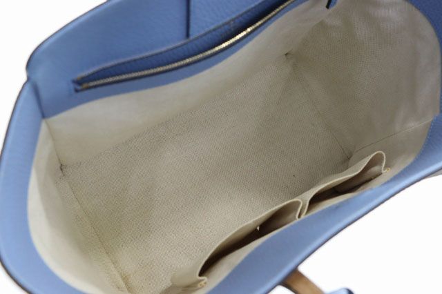 Gucci Swing Leather Tote Beige Blue Aa