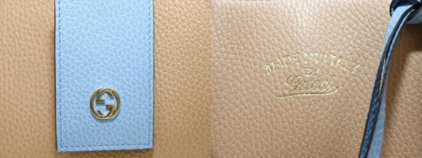 Gucci Swing Leather Tote Beige Blue Aa