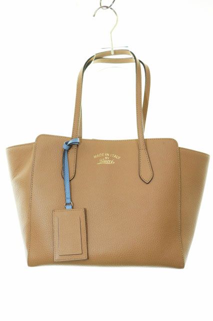 Gucci Swing Leather Tote Beige Blue Aa