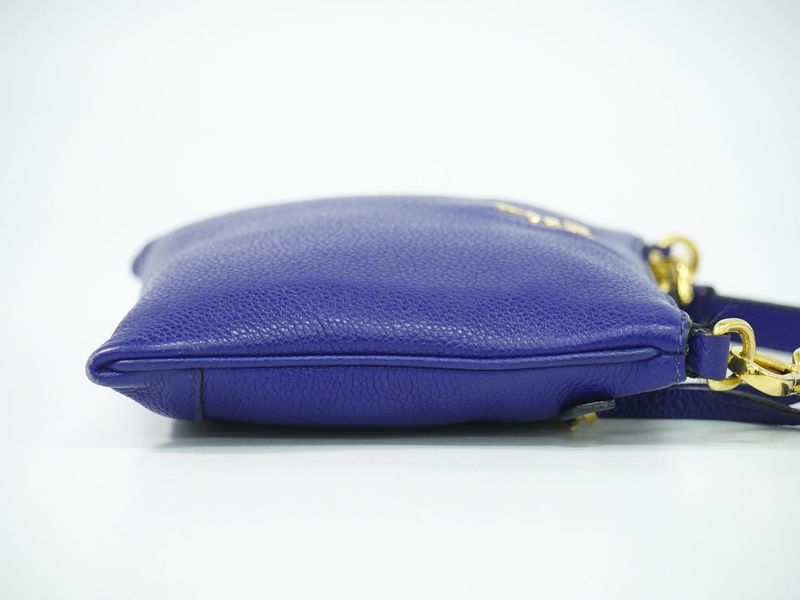 Prada Leather Shoulder Bag Pochette Blue