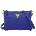 Prada Leather Shoulder Bag Pochette Blue