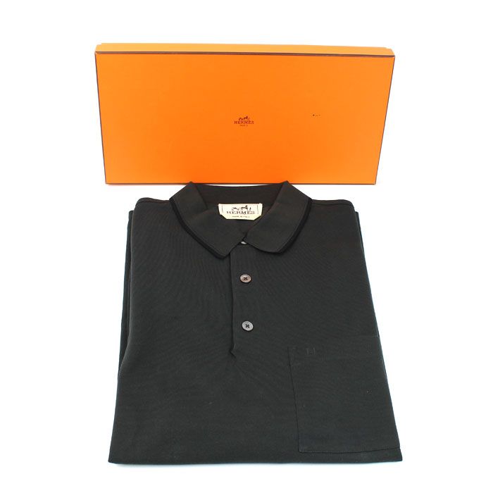 Hermes Piqures Sellier Polo Shirt Black