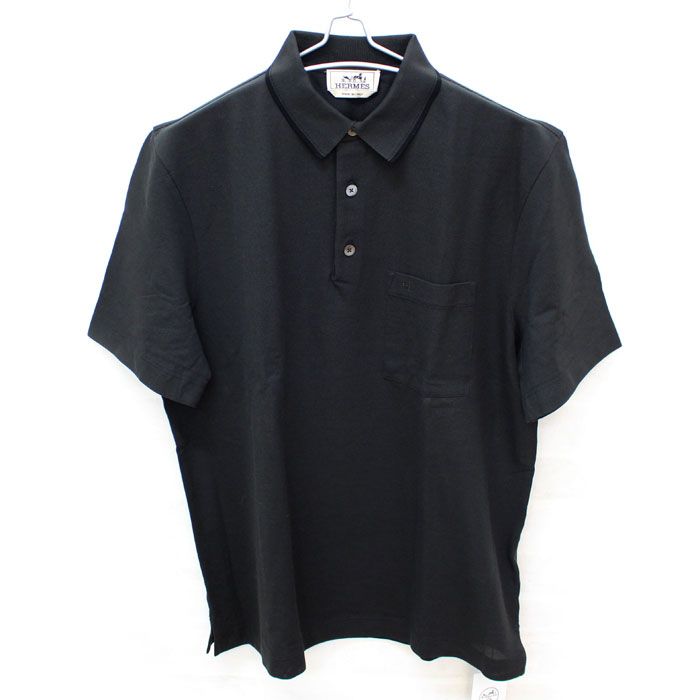 Hermes Piqures Sellier Polo Shirt Black