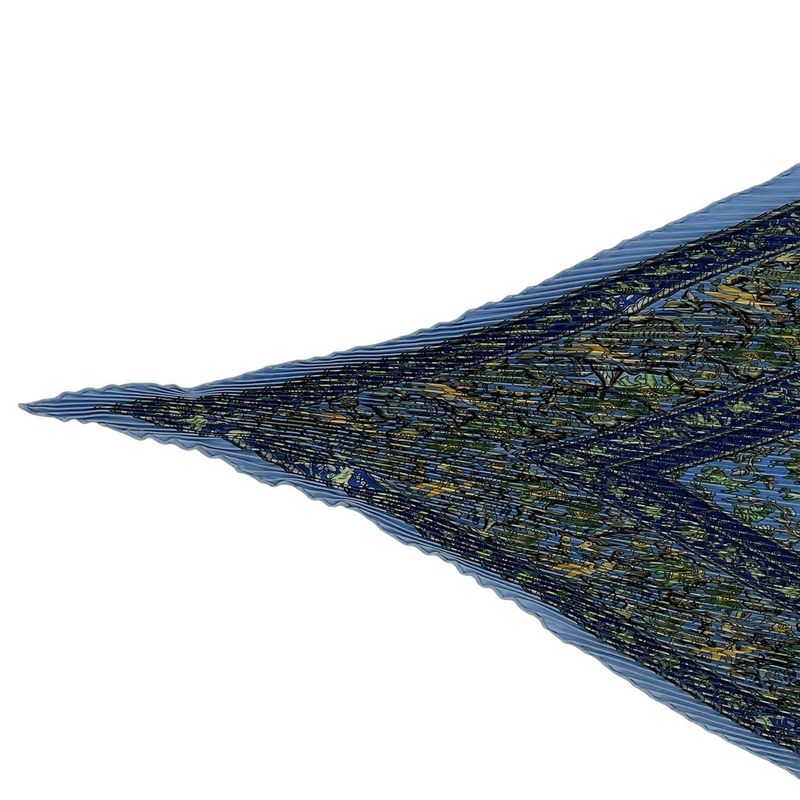 Hermes Scarf Pleated Silk Carre 90 Chasse en Inde Indian Hunting Blue