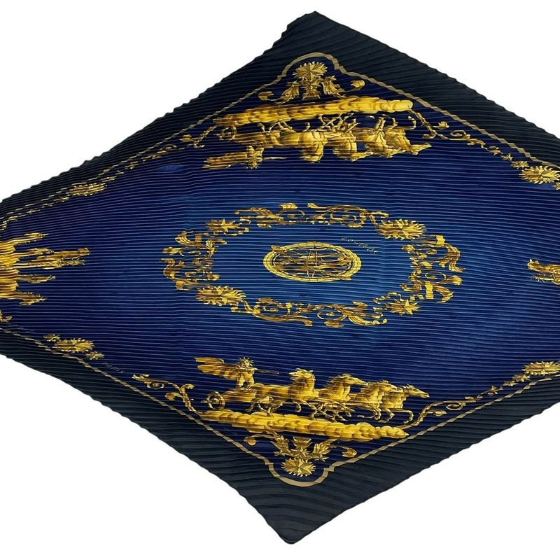 Hermes Scarf Pleated Silk Cosmos Space Blue