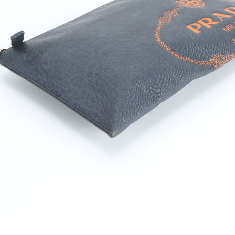 Prada Saffiano Leather Clutch Pouch Commuting Business