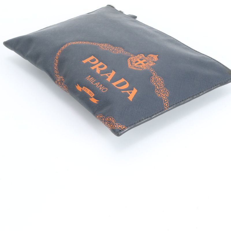 Prada Saffiano Leather Clutch Pouch Commuting Business