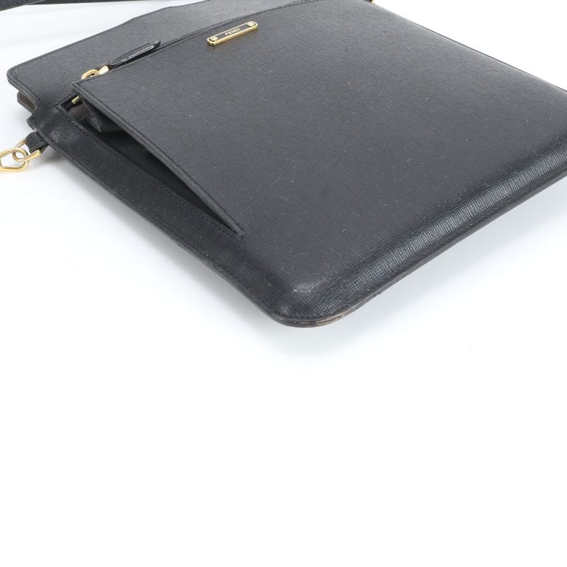 Fendi Leather Shoulder Bag Crossbody Black