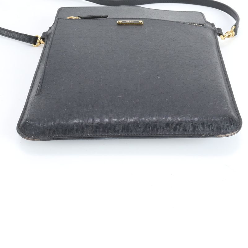 Fendi Leather Shoulder Bag Crossbody Black