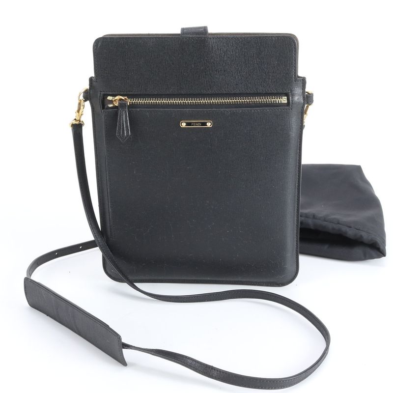 Fendi Leather Shoulder Bag Crossbody Black