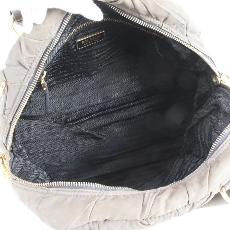 Prada Tessuto Nylon Quilted Handbag Tote Khaki Green