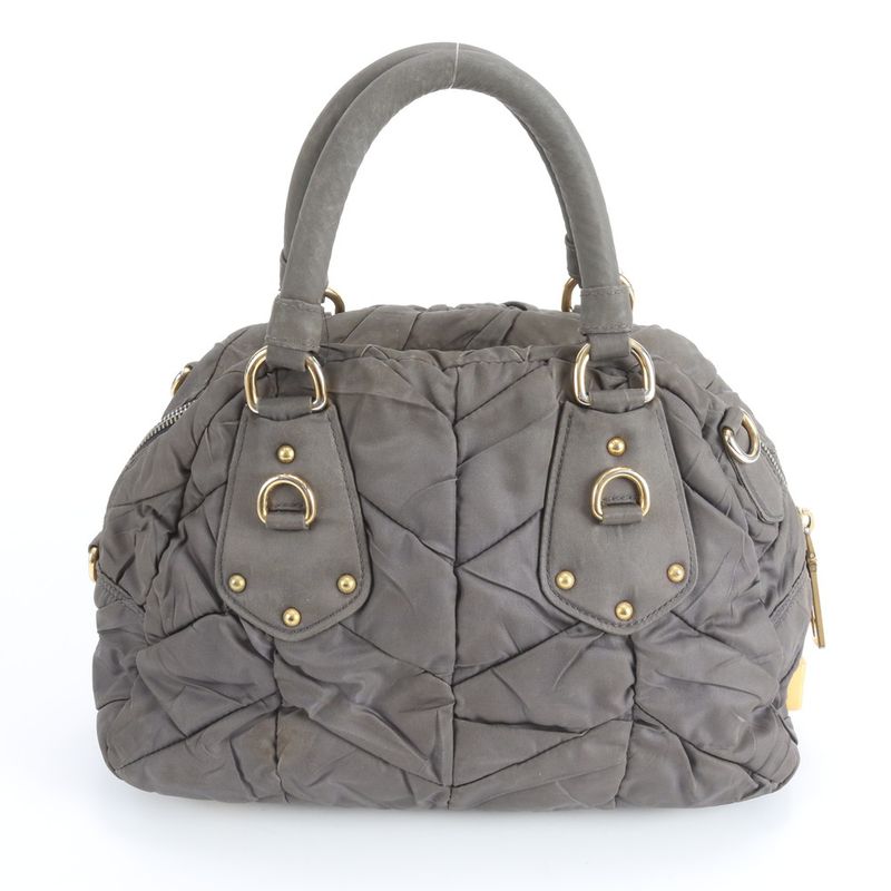 Prada Tessuto Nylon Quilted Handbag Tote Khaki Green
