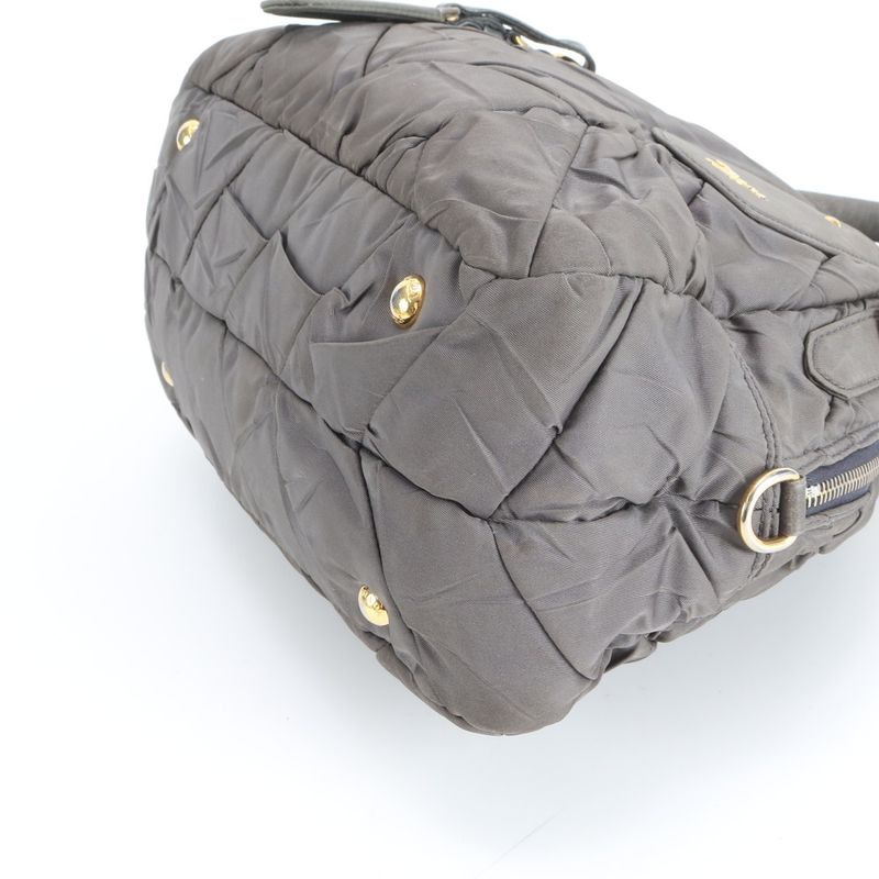 Prada Tessuto Nylon Quilted Handbag Tote Khaki Green