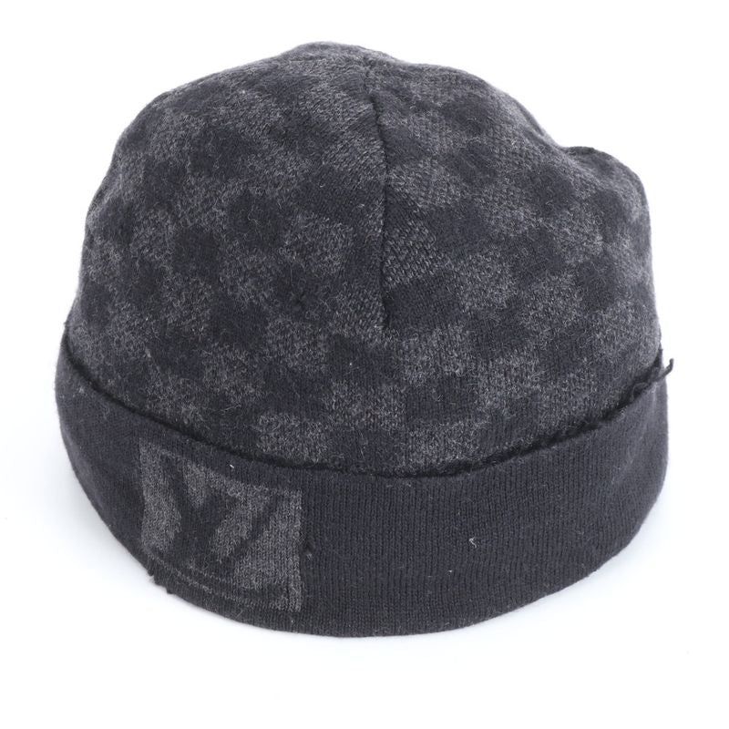 Louis Vuitton Damier Graphite Beanie Bonnet Petite Knit Cap Hat Wool Black Gray