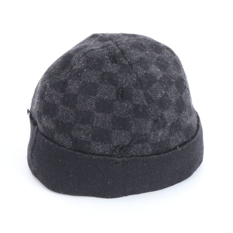 Louis Vuitton Damier Graphite Beanie Bonnet Petite Knit Cap Hat Wool Black Gray