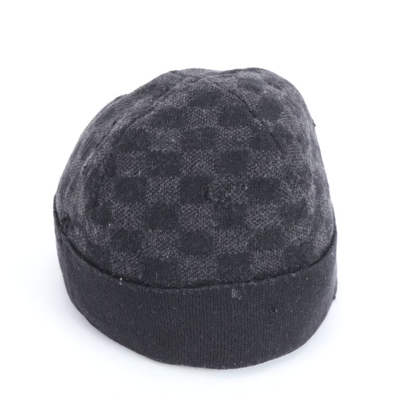 Louis Vuitton Damier Graphite Beanie Bonnet Petite Knit Cap Hat Wool Black Gray