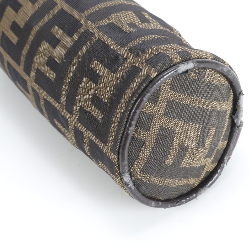 Fendi Zucca Hand Leather Canvas Pouch Brown