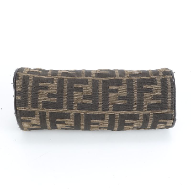 Fendi Zucca Hand Leather Canvas Pouch Brown
