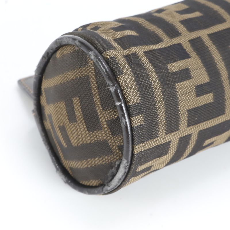 Fendi Zucca Hand Leather Canvas Pouch Brown