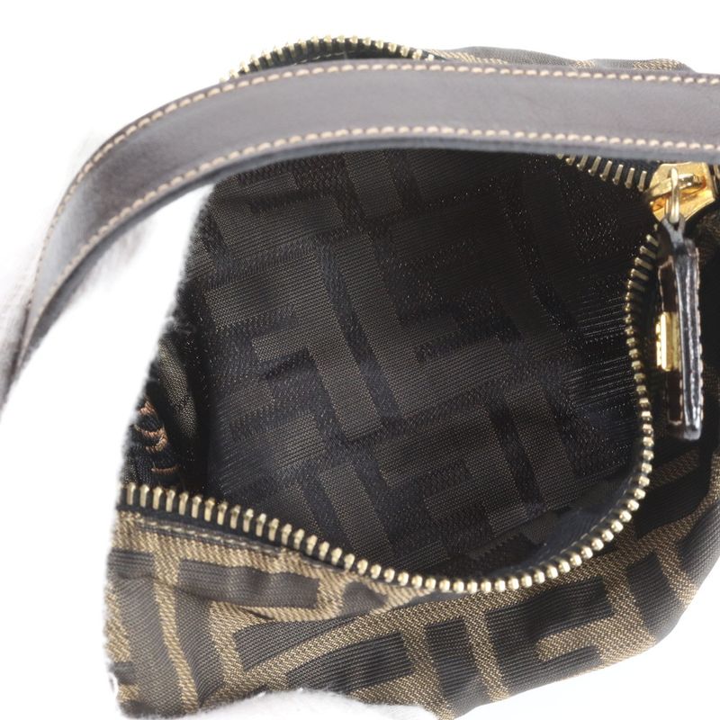 Fendi Zucca Hand Leather Canvas Pouch Brown