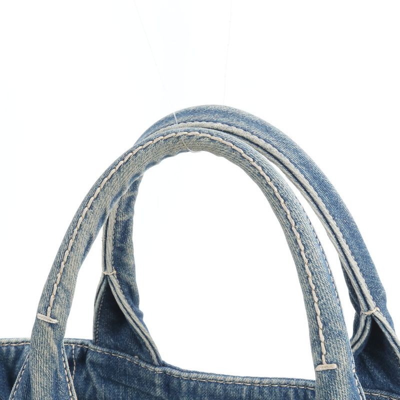 Prada Canapa Denim Blue Tote Shoulder Hand Rem