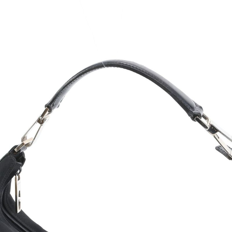 Gucci Vintage Hobo Leather Nylon Shoulder Bag Hand Black