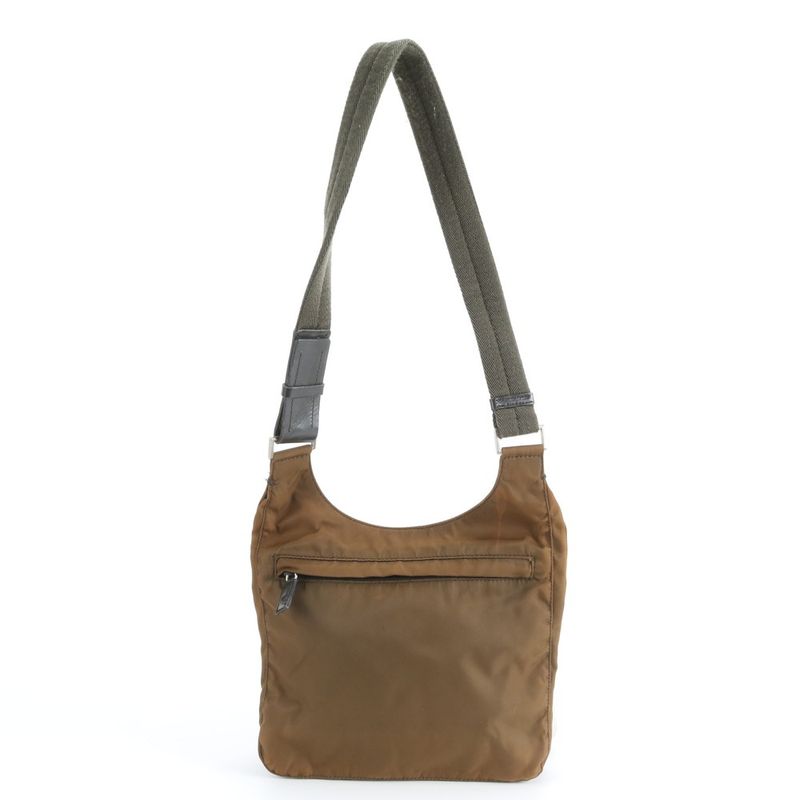 Prada Tessuto Nylon Triangle Logo Shoulder Bag Messenger Brown