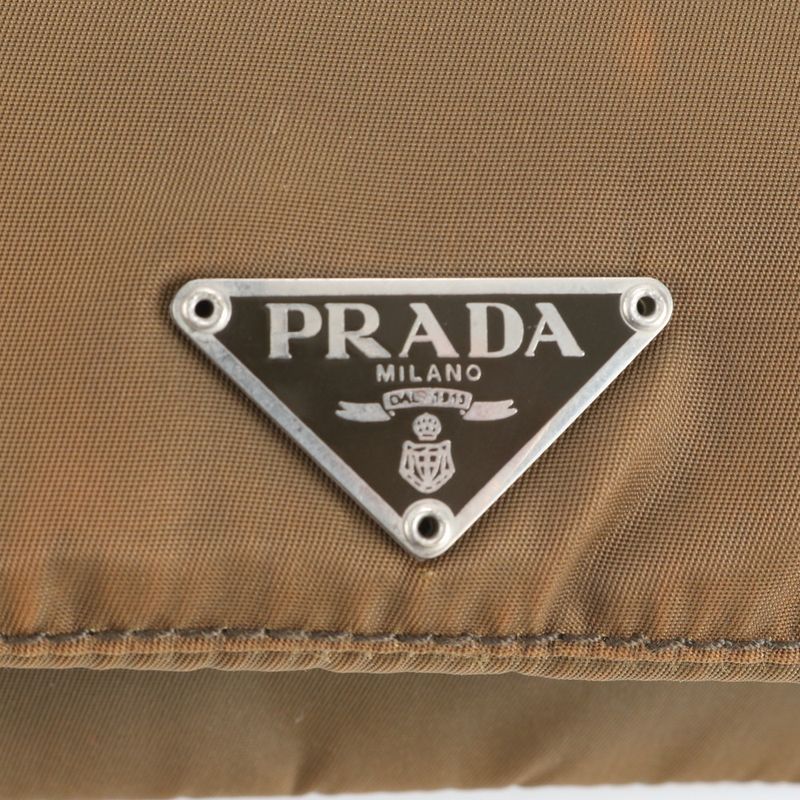 Prada Tessuto Nylon Triangle Logo Shoulder Bag Messenger Brown