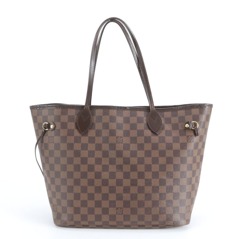 Louis Vuitton Damier Neverfull MM Leather Tote Shoulder Ebene