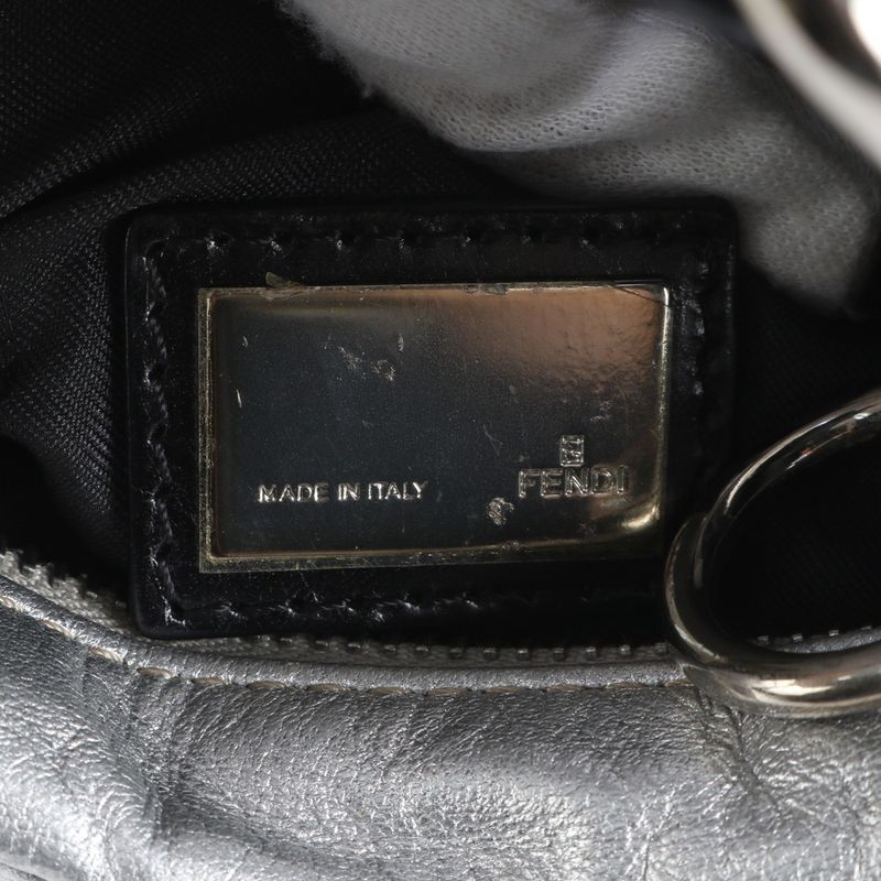 Fendi Leather Shoulder Bag Tote Hand Black Rem