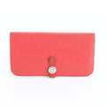 Hermes Dogon Long Leather Wallet Bifold Red Rem
