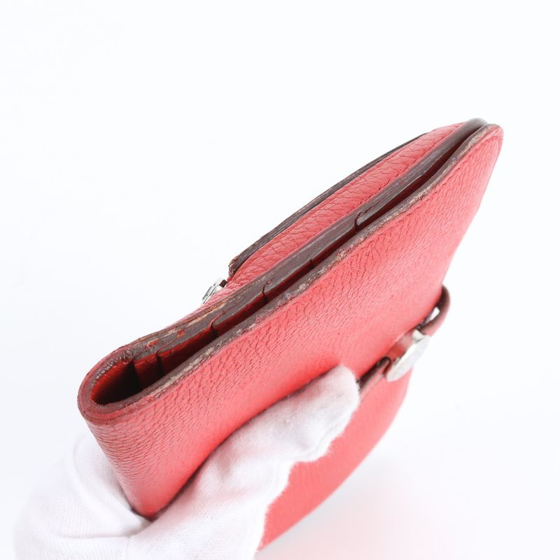 Hermes Dogon Long Leather Wallet Bifold Red Rem