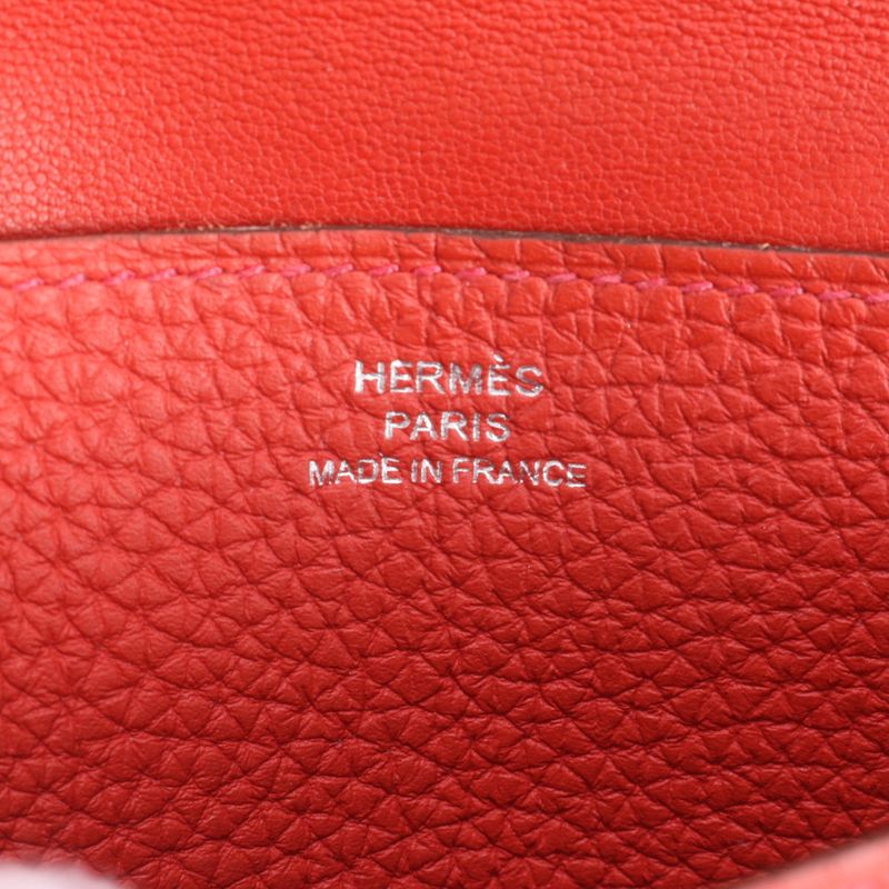 Hermes Dogon Long Leather Wallet Bifold Red Rem