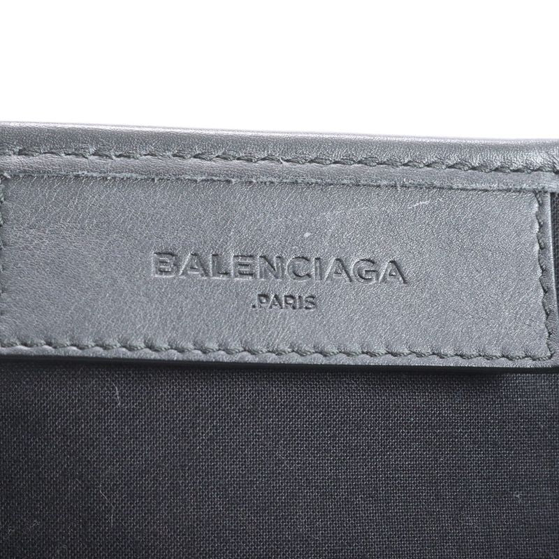 Balenciaga Navy Cabas Leather Canvas Tote