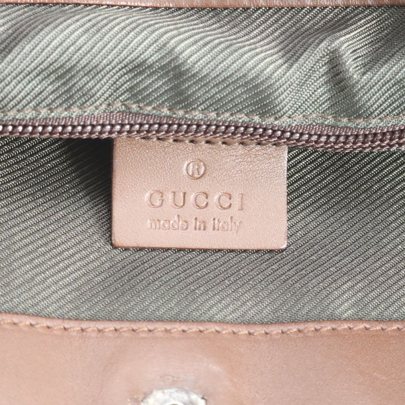 Gucci GG Canvas Leather Tote Shoulder Hand Brown