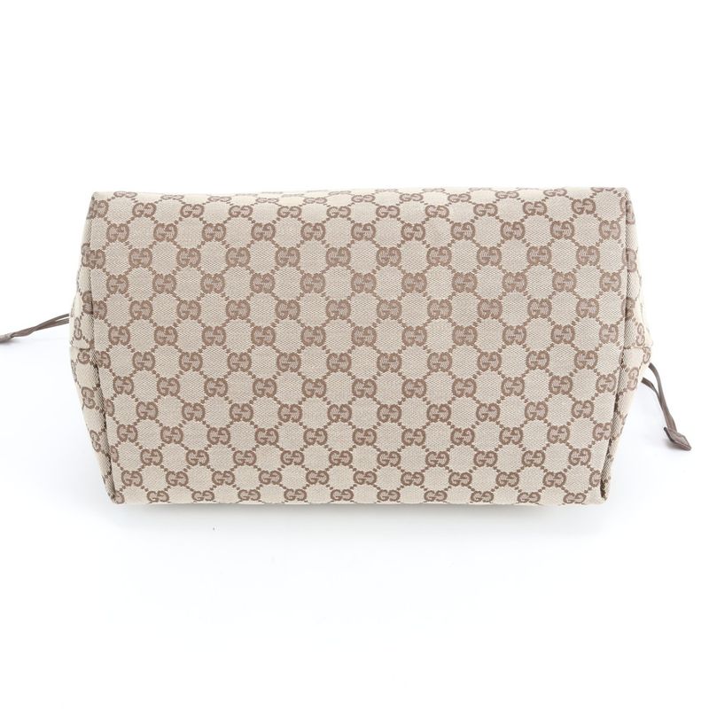 Gucci GG Canvas Leather Tote Shoulder Hand Brown