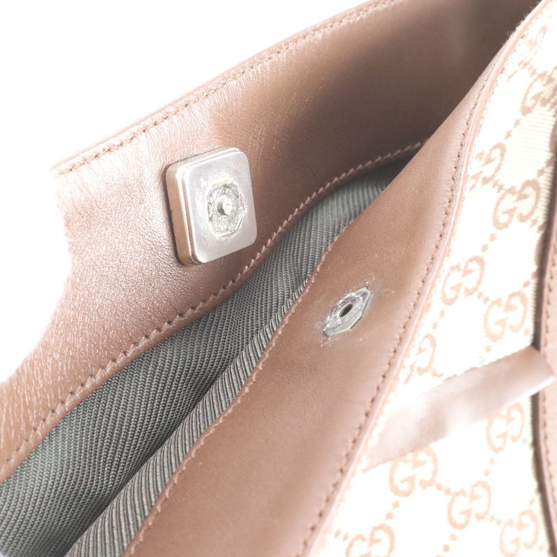 Gucci GG Canvas Leather Tote Shoulder Hand Brown