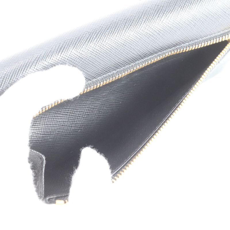 Prada Saffiano Ribbon Motif Leather Wallet Black